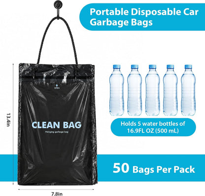50 PCS Disposable Hanging Car Trash Bags, 2 Gallon Garbage Bag(13.4"x7.8")