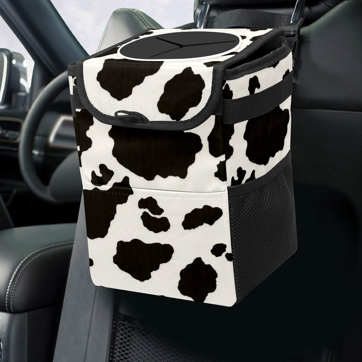 Gothic Moon Stars Boho Car Trash Can with Lid - Collapsible Reusable Waterproof Car Garbage Bag - Organizer