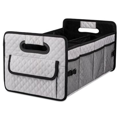 JiatuA Car Trunk Organizer for SUV, Car Storage Organizer Collapsible Multi Compartment Container Box Adjustable Car Accessories for Women Men, Beige
