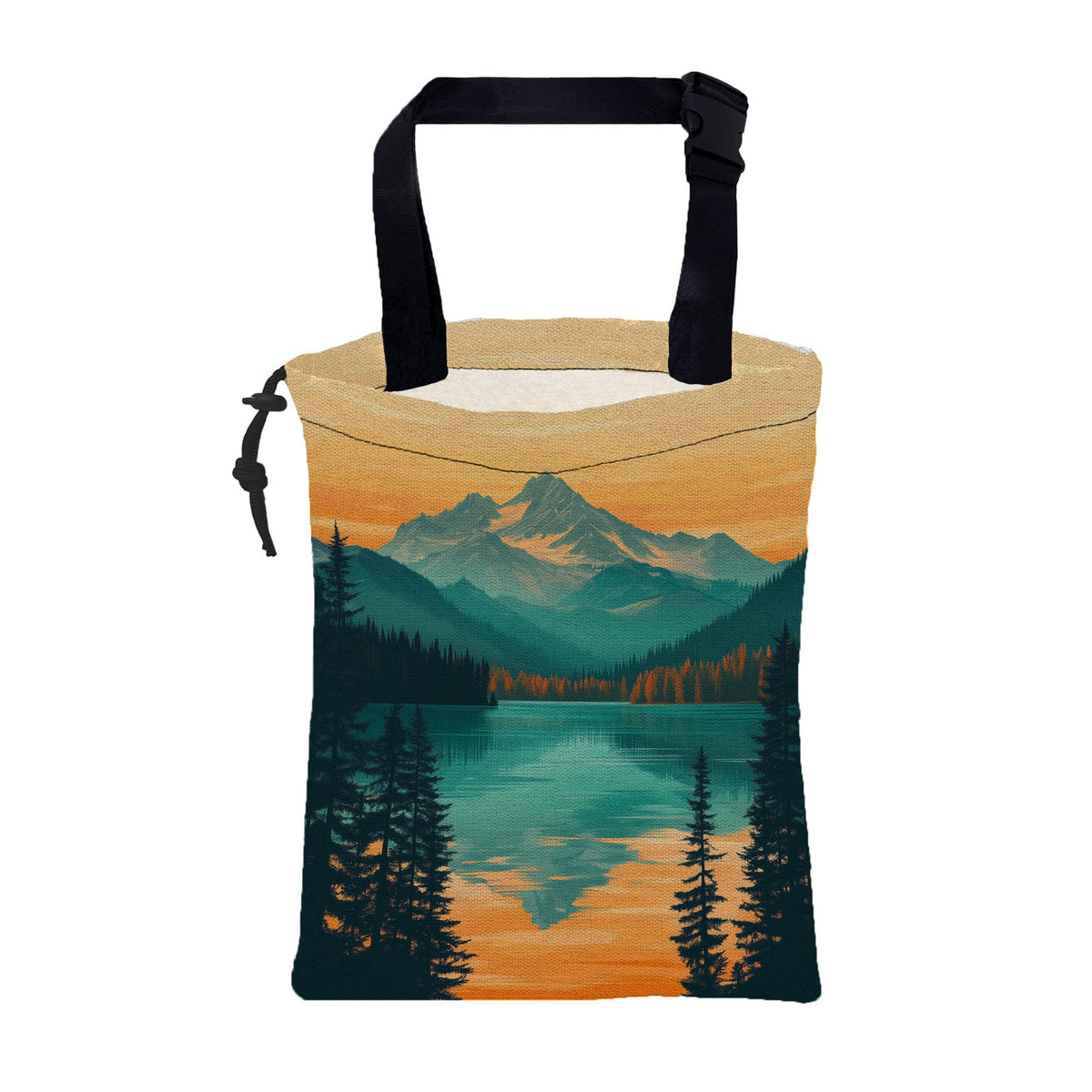 Adventure Awaits Car Garbage Bag Mountain and Bird Hanging Canvas Car Trash Bag Drawstring Car Back Seat Organizer for Car Back Front Seat Console with Adjustable Buckle