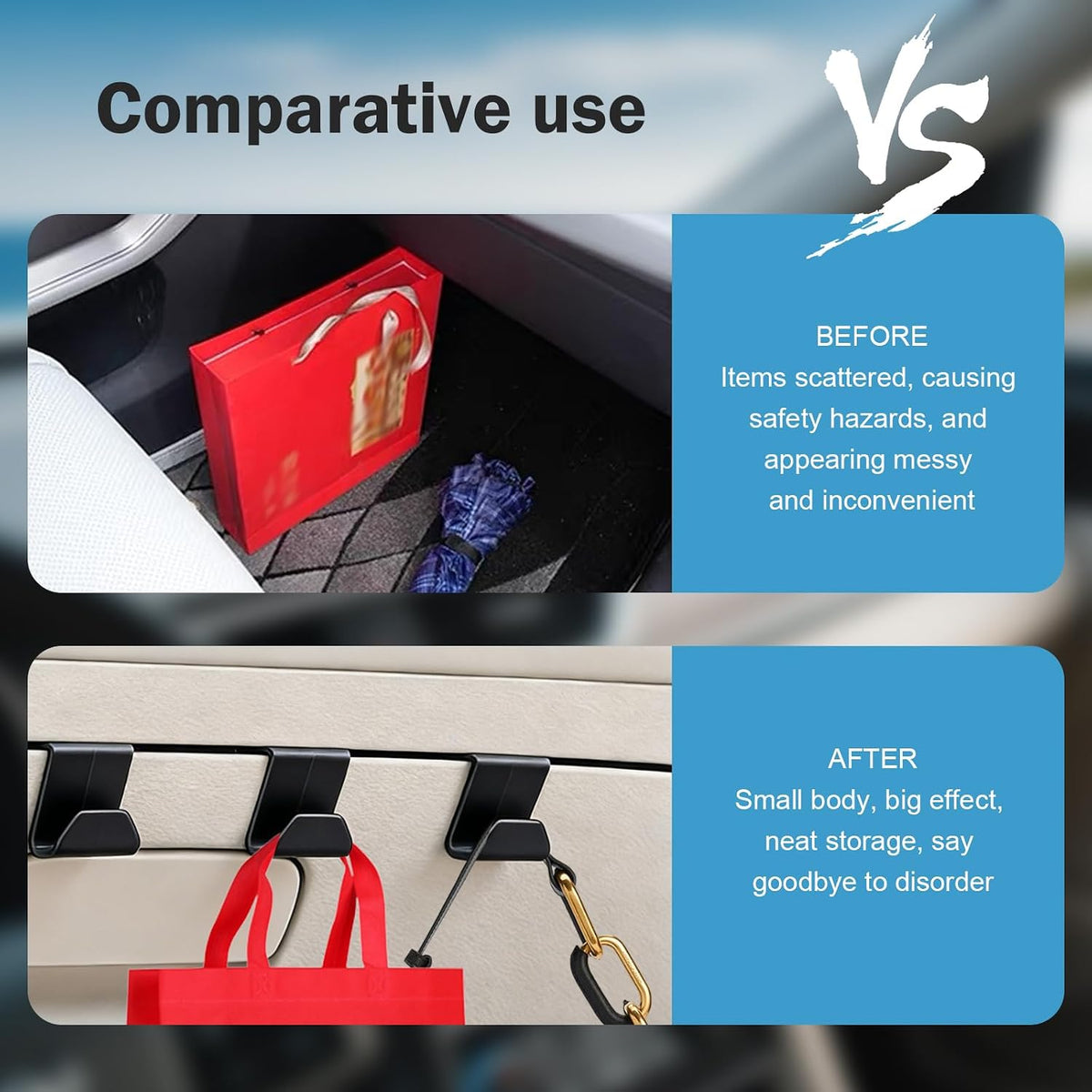 4 PCS Car Co-Pilot Glovebox Hooks, Hanger Storage Organizer for Cars, Co-Pilot Glove Box Purse Hook, Universal for Most Cars (Black)