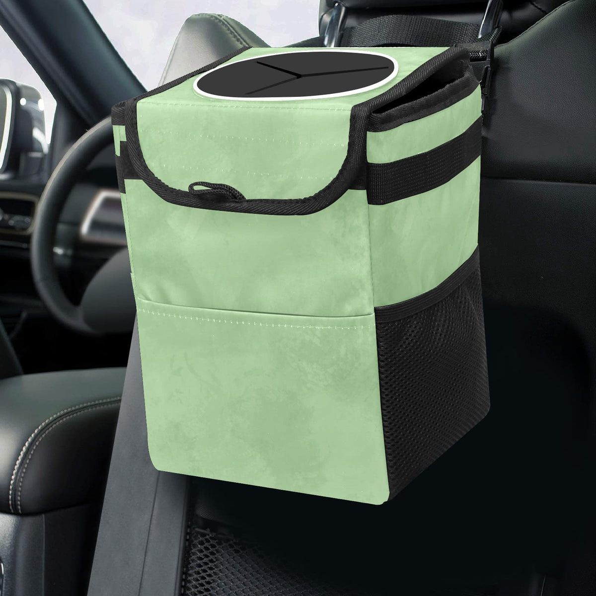 Gothic Moon Stars Boho Car Trash Can with Lid - Collapsible Reusable Waterproof Car Garbage Bag - Organizer