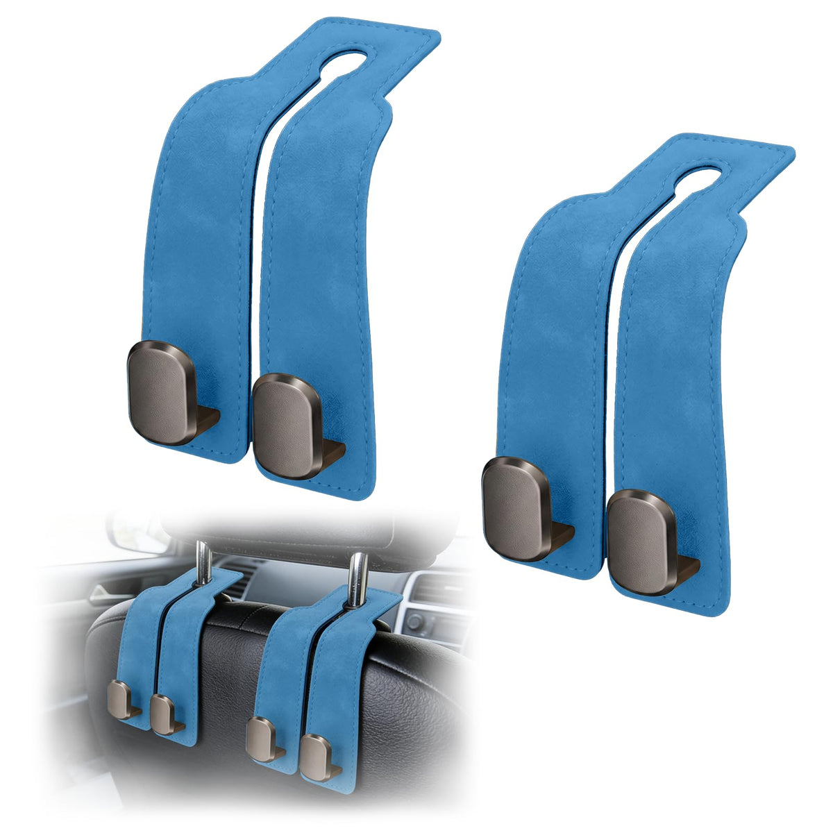 Car Seat Hooks Dual Hangers Storage Organization Gadgets Accessories 2 Pack