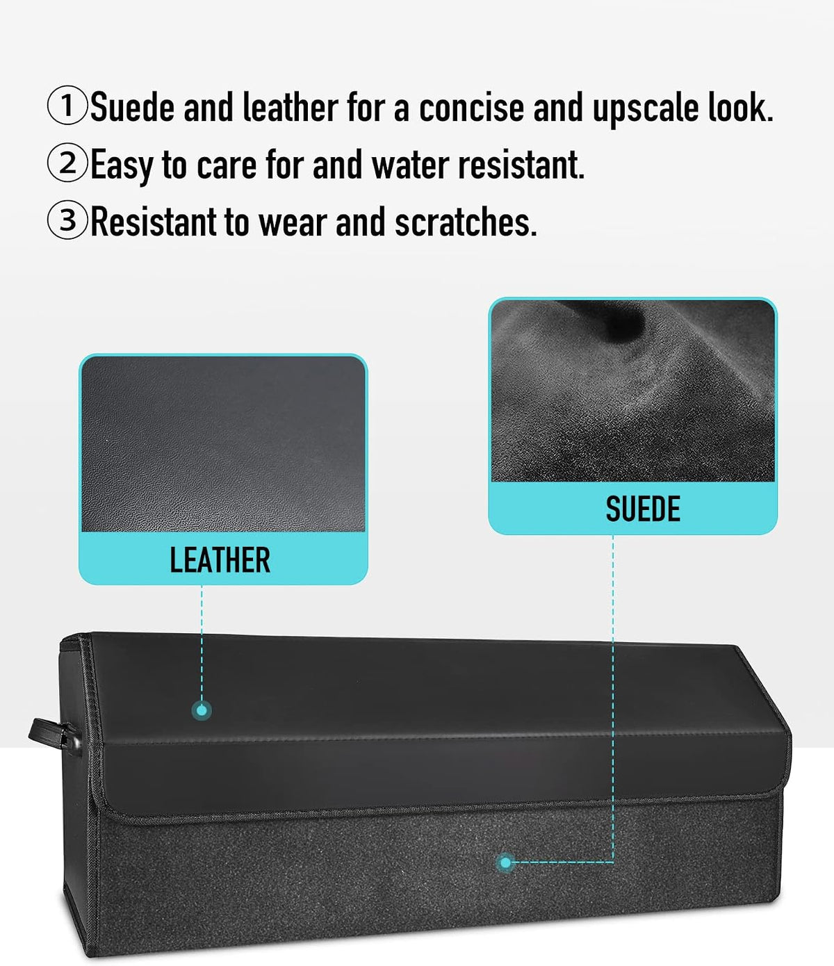 Fyzeoty Car Trunk Organizer for SUV and Sedan, Black, 29.5 inches
