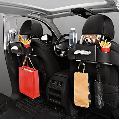 Back Seat Car Organizer,4 in 1 Multifunctional Car Back Seat Storage Box with Drink Cup Holder Tissue Box, for Hold Phone,Snacks, Drinks, Handbag