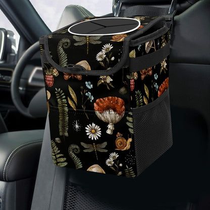 Gothic Moon Stars Boho Car Trash Can with Lid - Collapsible Reusable Waterproof Car Garbage Bag - Organizer