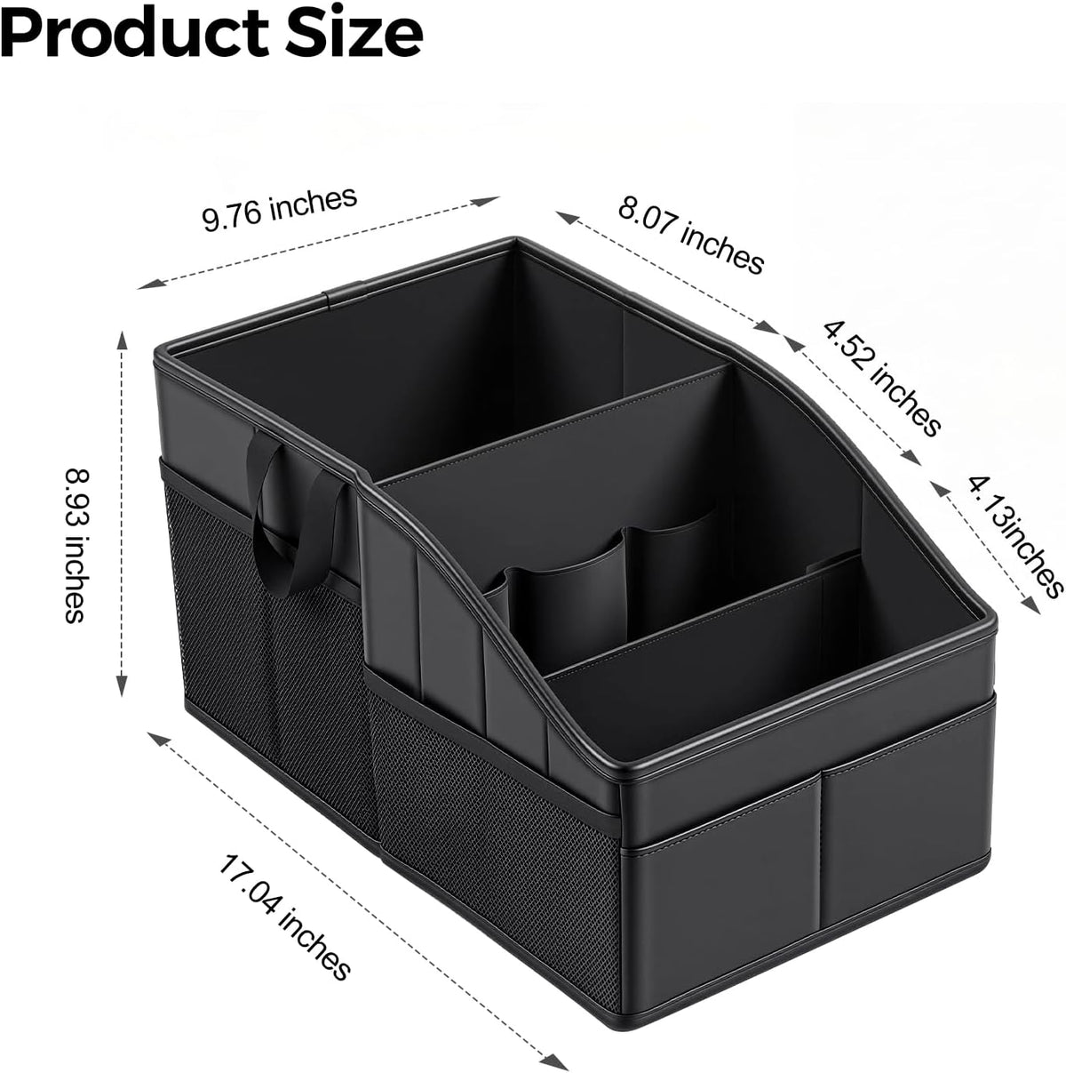 WHHMK Sturdy Leather Car Storage Support Up to 33 LB of Weight, Black