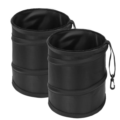 Ginsco 2 Gallons New Leakproof Car Trash Can, Compact Trash Can Pop-up Collapsible Hanging Car Trash Bin with Hook and Loop, Waterproof PEVA Liner Open-Top Garbage Can for Cars Home Office