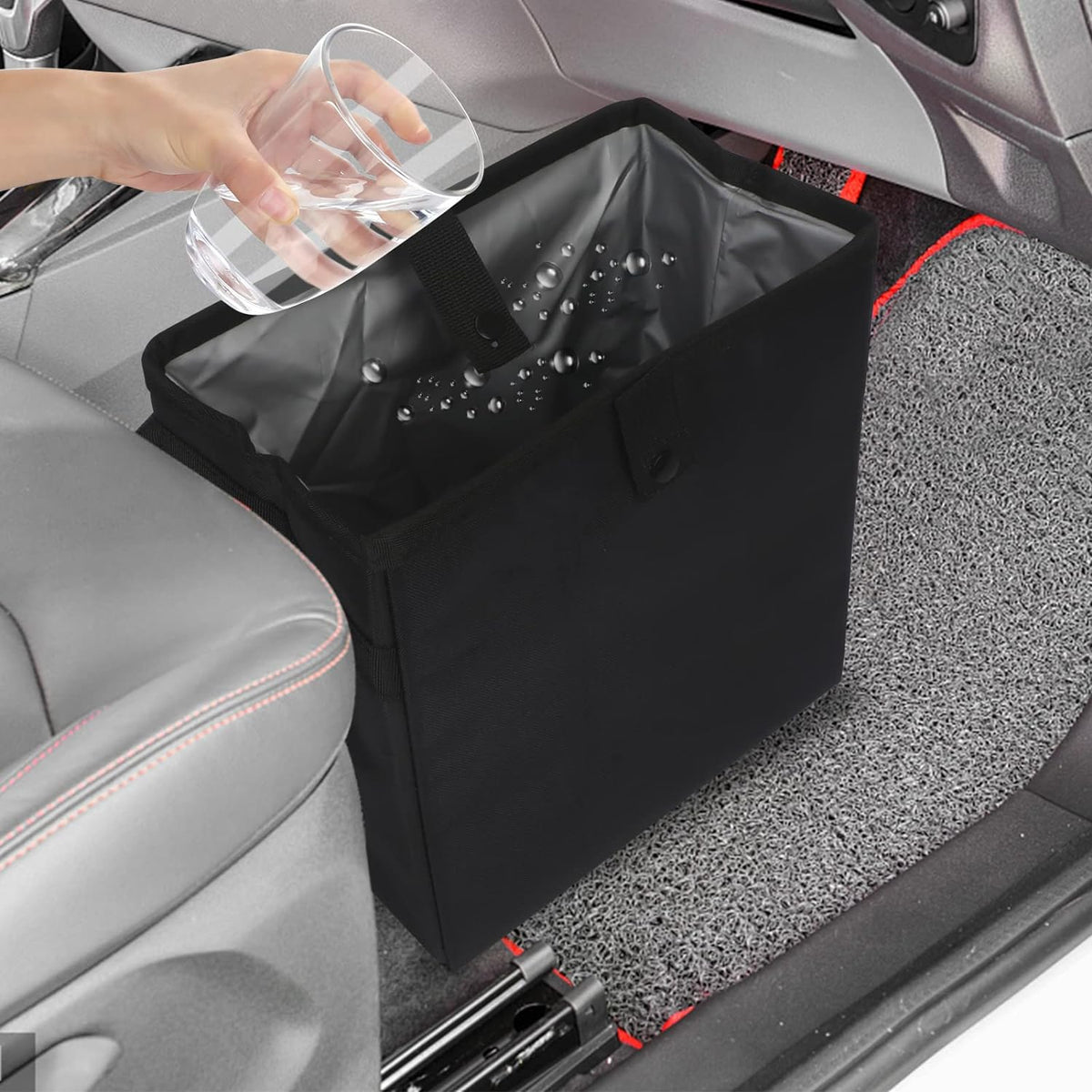 Homelove Car Trash Can, Leak-Proof Waterproof Trash Bin Collapsible Portable Auto Garbage Bag Large Capacity Trashcan Storage Bag Multipurpose Car Organizer Hanging (Black)