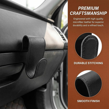 2 PCS Car Co-Pilot Glovebox Hook, Anti-Scratch Leather Passenger Seat Hanger Organizer, Multifunctional Vehicle Interior Seat Storage Hanger for SUVs Sedans Trucks (Black)