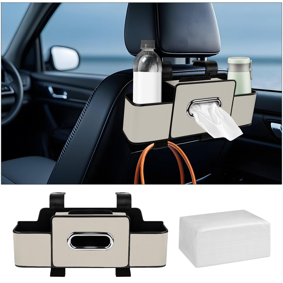 Car Back Seat Organizer with Tissue and Storage Hook