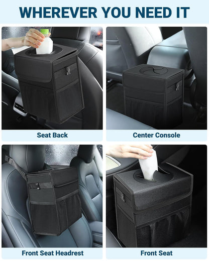 Capolo Car Trash Can with Lid, Leakproof Car Garbage Can Car Trash Bag