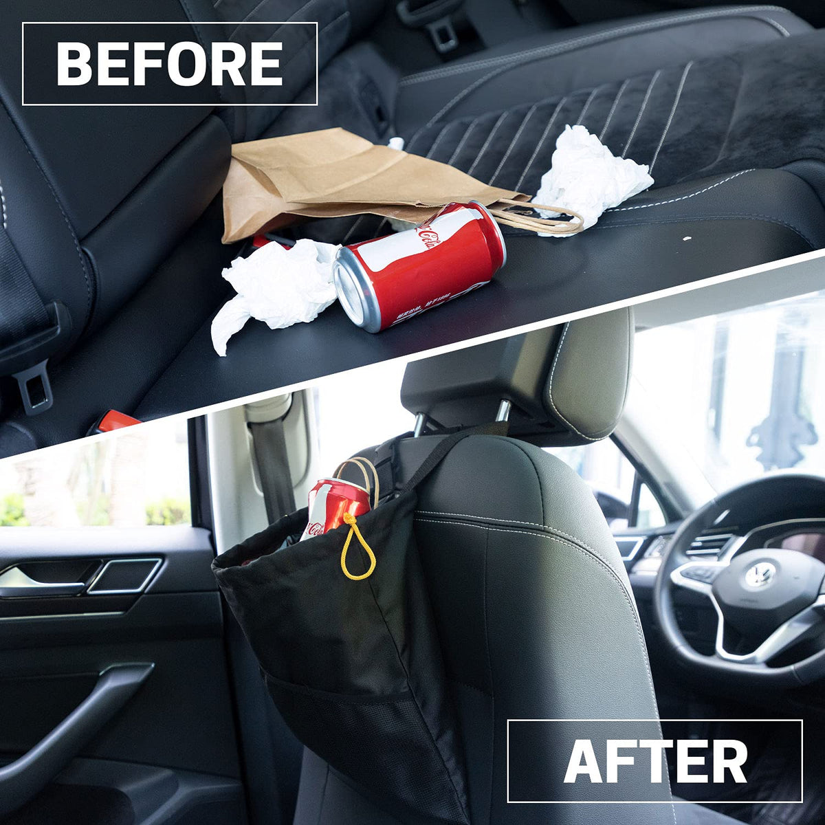 GNEGNI 2PCS Hanging Car Garbage Can - Waterproof Leakproof Trash Bag