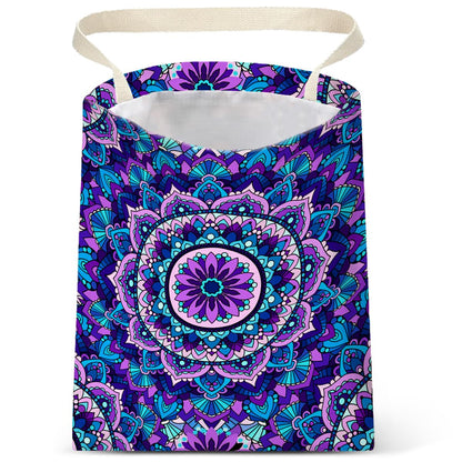 IRADA Car Trash Bag Hanging No Snap Small Garbage Bag for Car Back Seat Cute Printed One-Handed Strap Trash Bags Car Accessories-Wildflowers-Black Car Trash Bags