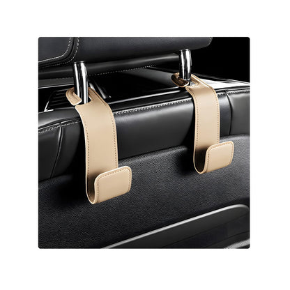 2 PCS Car Seat Headrest Hooks, Microfiber Leather Hanger Holder Hook for Hanging Purse and Bag, Universal Vehicle Back Seat Organizer Hook for Grocery Bag Handbag Coat (Black)