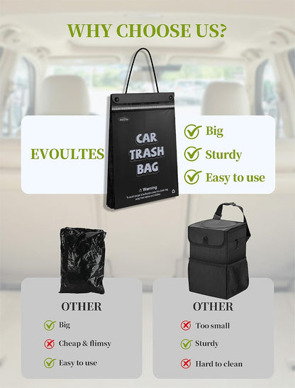EVOULTES 50 Count Disposable Car Trash Bags, Hanging Trash Bag