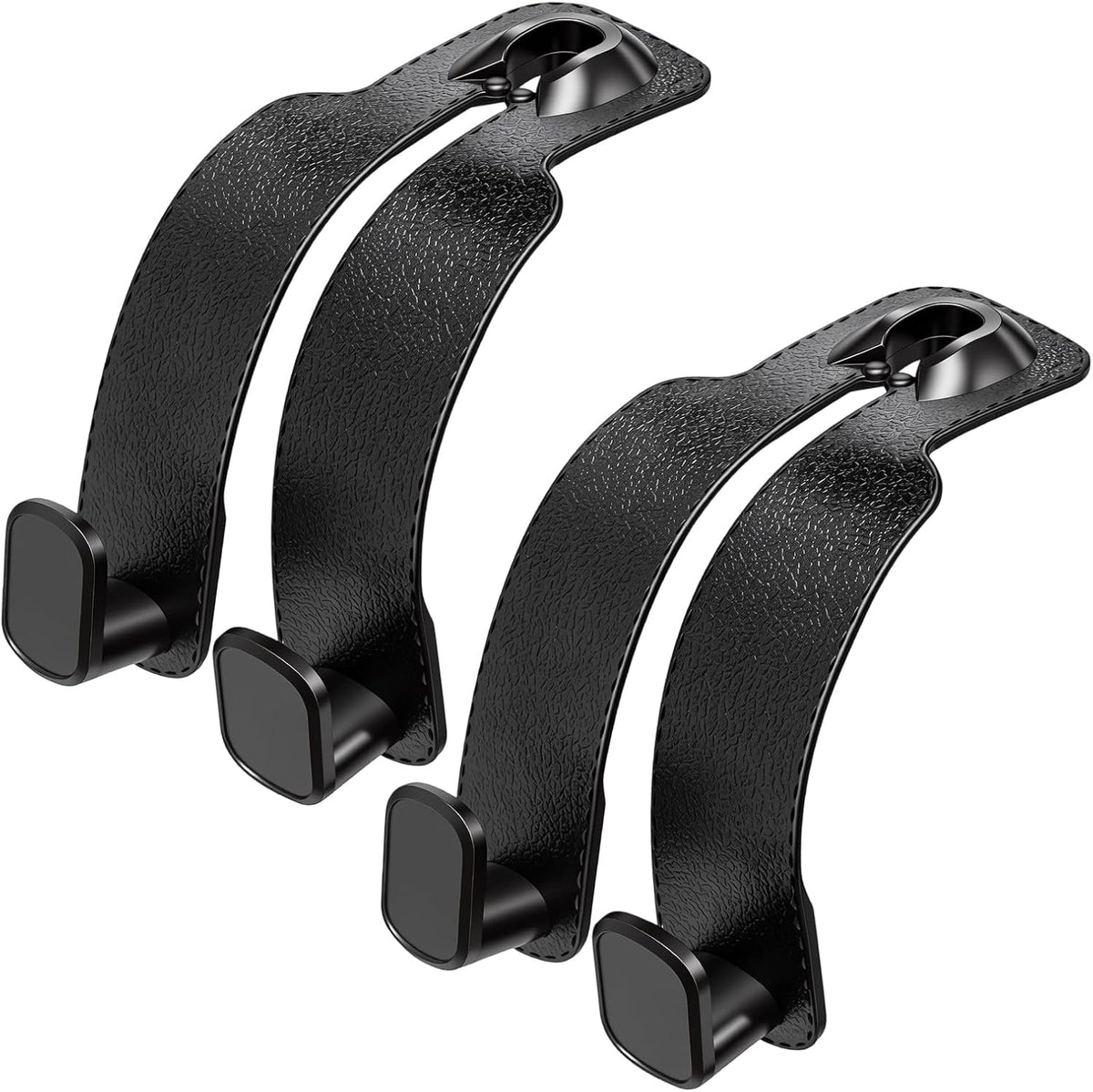 TENOC Car Seat Headrest Hooks, Multifunctional Leather Car Seat Back Organizer Hooks, Heavy Duty Car Interior Storage Accessories for Shopping Bags, Groceries, Clothes, Handbags