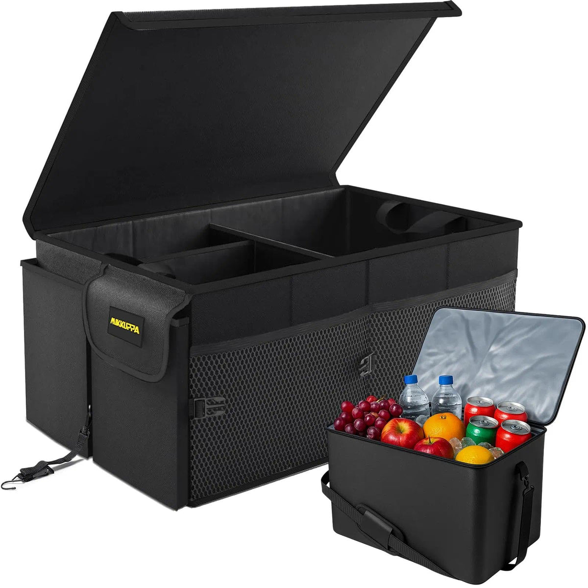 MIKKUPPA Trunk Organizer with Lid - 65L Collapsible Car Organizer, Black