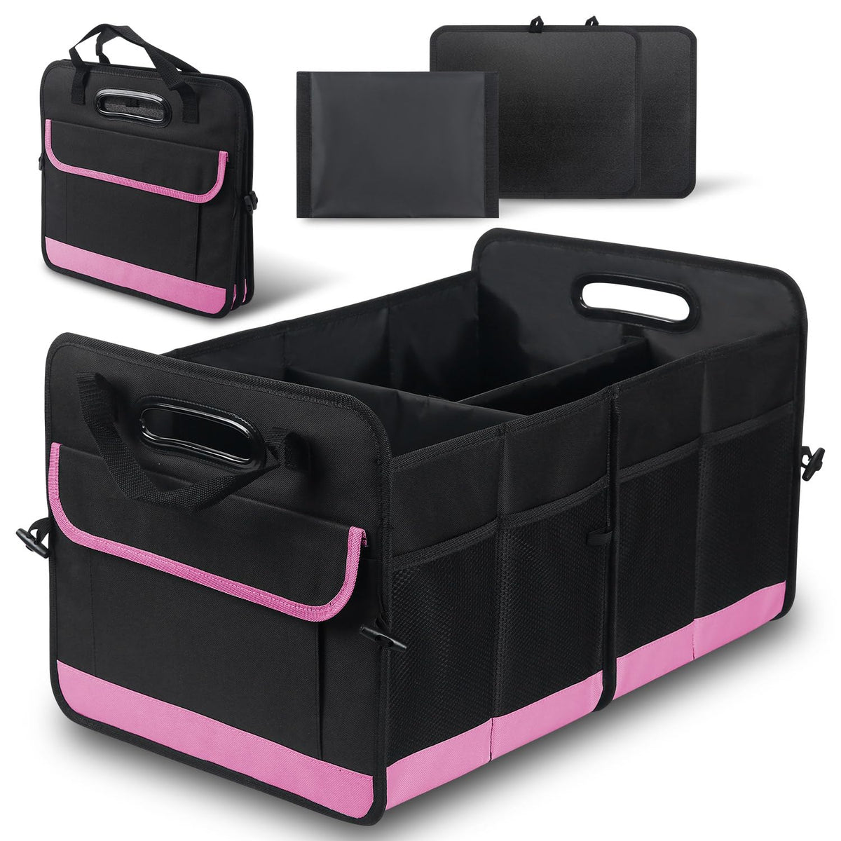 AOPHY Car Trunk Organizer, 75L Large Capacity Waterproof Auto Storage with Non-Slip Bottom Strips, Collapsible Cargo Organizer for Suv, Truck, Sedan, Portable Car Accessories for Women Men(Black)