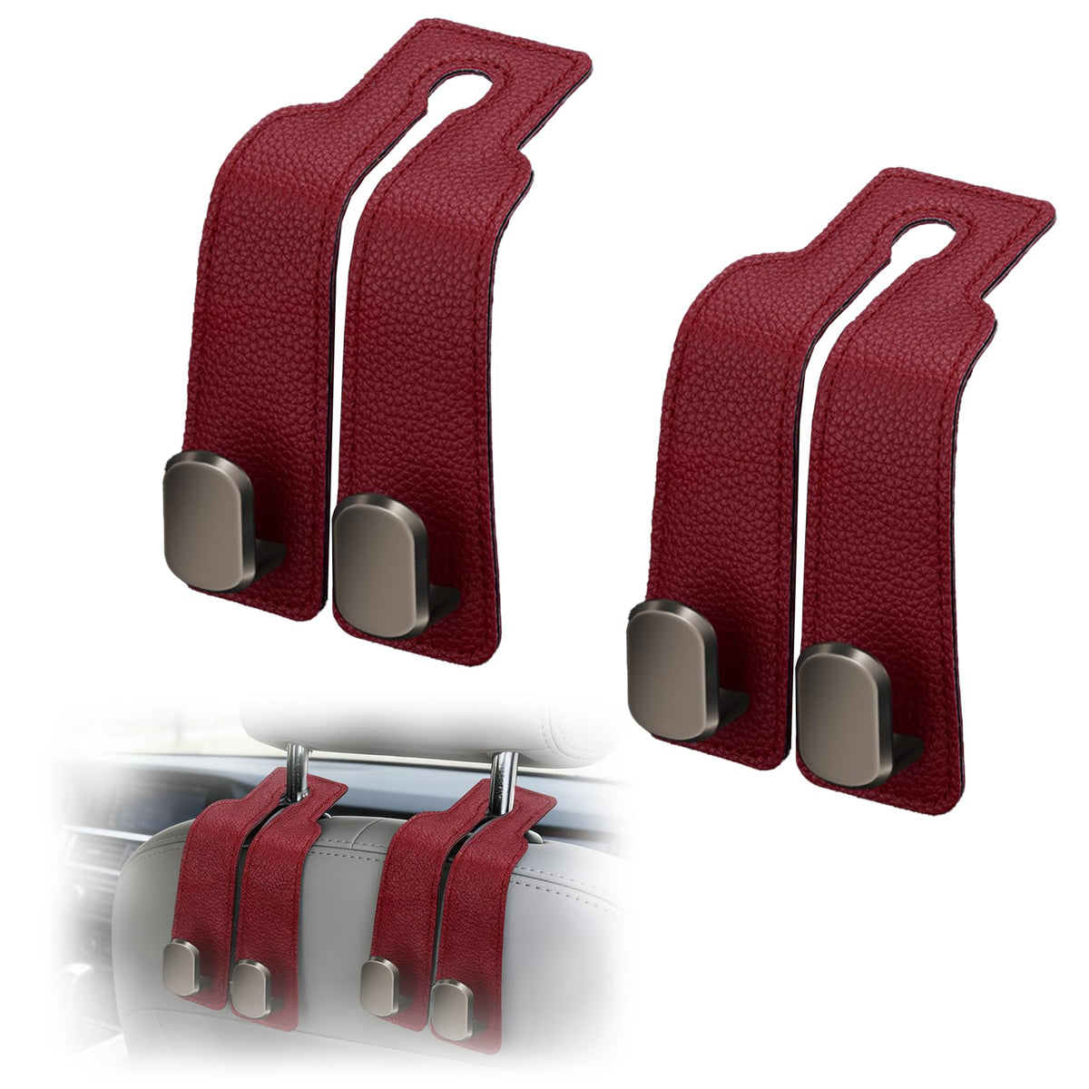Car Seat Hooks Dual Hangers Storage Organization Gadgets Accessories 2 Pack