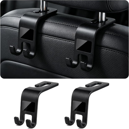 ZSDY Car Seat Headrest Hooks Heavy Duty Vehicle Back Seat Storage Organizer Hanger for Purse Grocery Bags Coat Universal Car Interior Accessories 2 Pack, Black