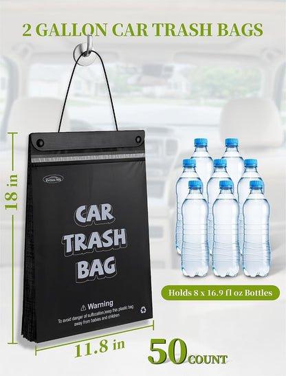 EVOULTES 50 Count Disposable Car Trash Bags, Hanging Trash Bag