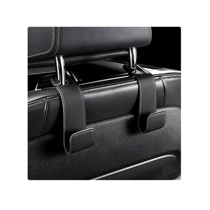 2 PCS Car Seat Headrest Hooks, Microfiber Leather Hanger Holder Hook for Hanging Purse and Bag, Universal Vehicle Back Seat Organizer Hook for Grocery Bag Handbag Coat (Black)