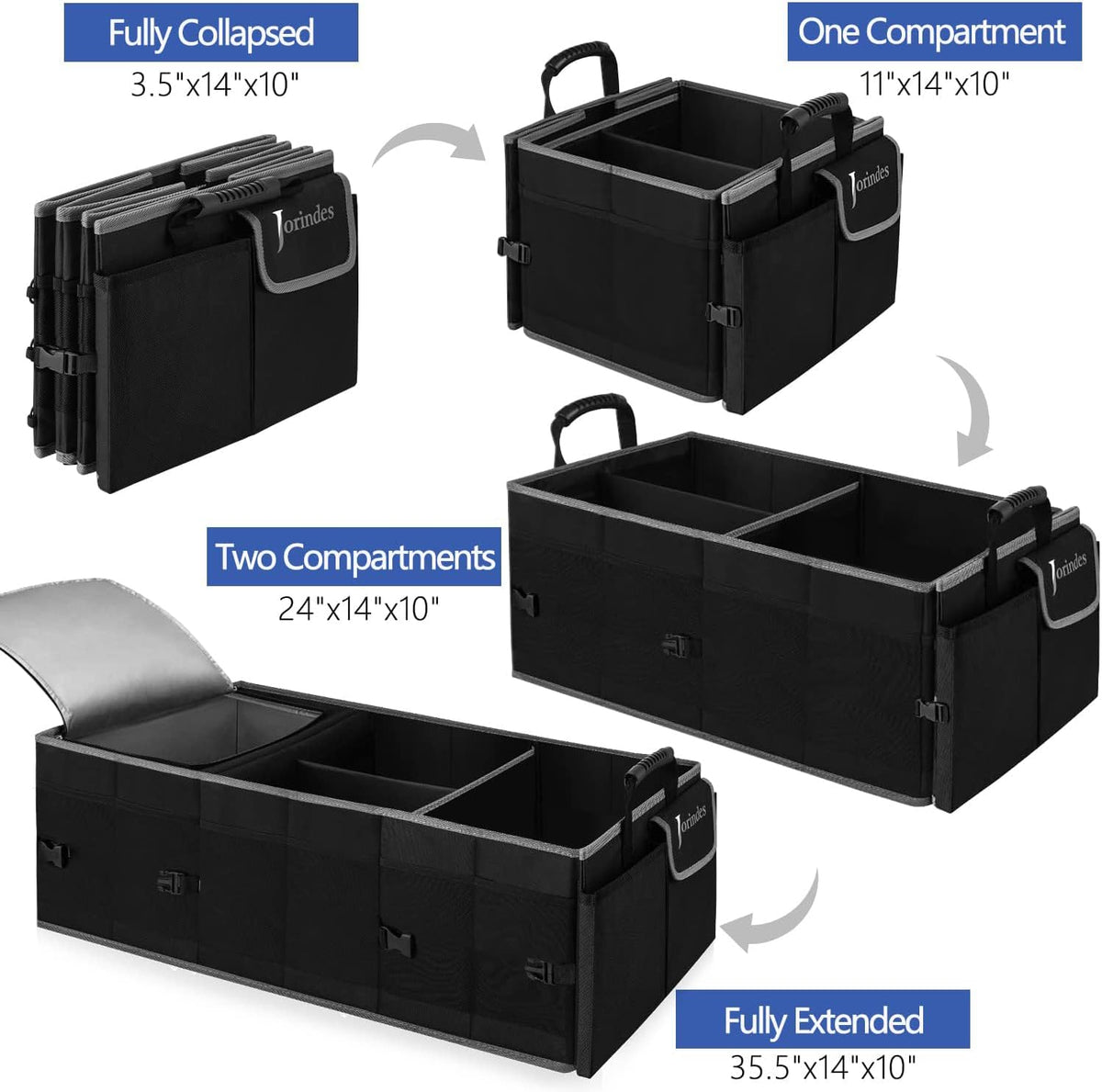 Trunk Organizer and Storage with Built-In Insulated Leak Proof Cooler Bag