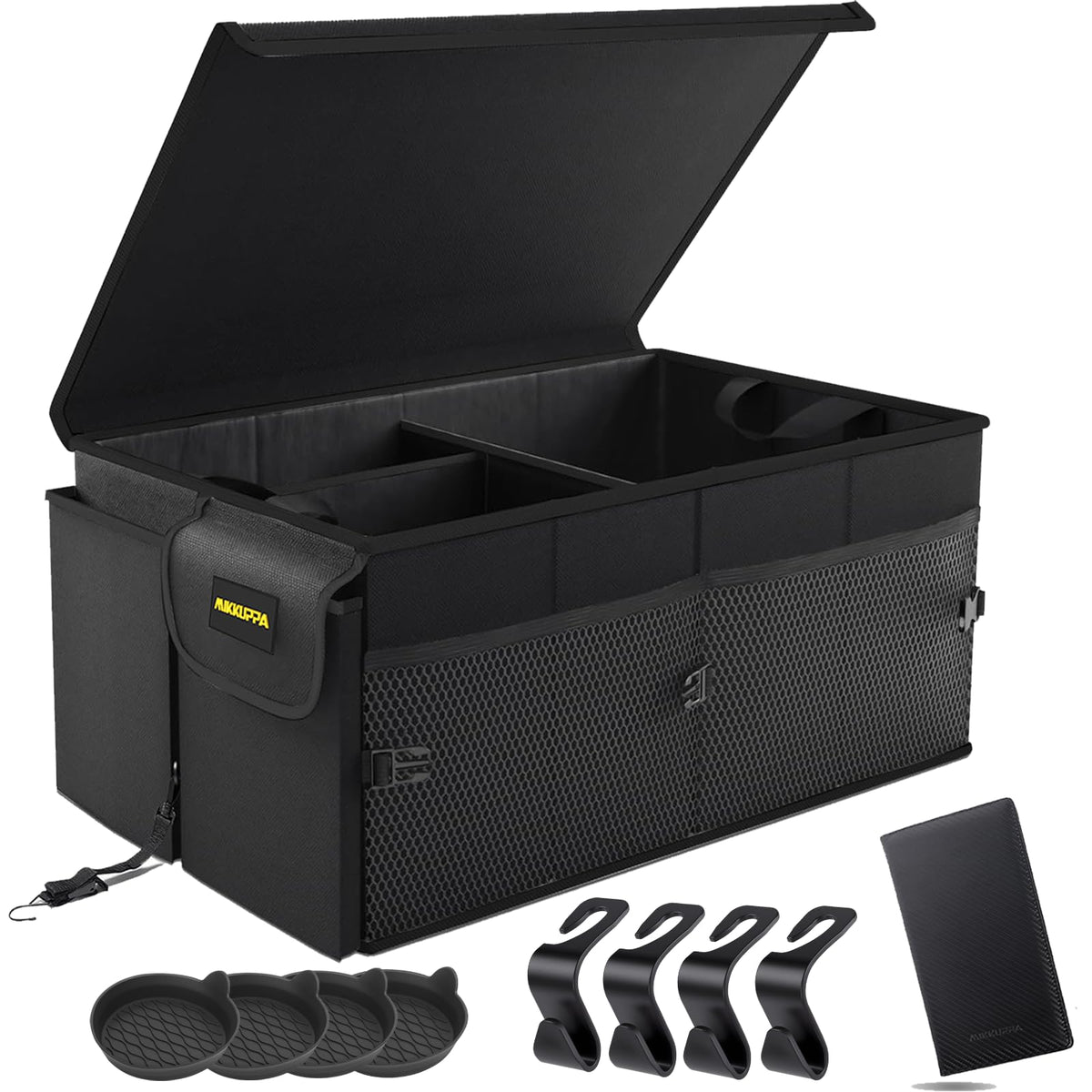 MIKKUPPA Trunk Organizer with Lid - 65L Collapsible Car Organizer, Black