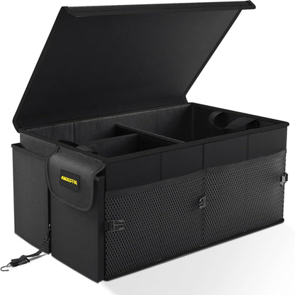 MIKKUPPA Trunk Organizer with Lid - 95L Collapsible Car Organizer, Black