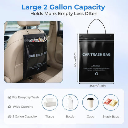 Disposable Car Trash Bags Hanging, Car Garbage Bags(50 Count, Black)