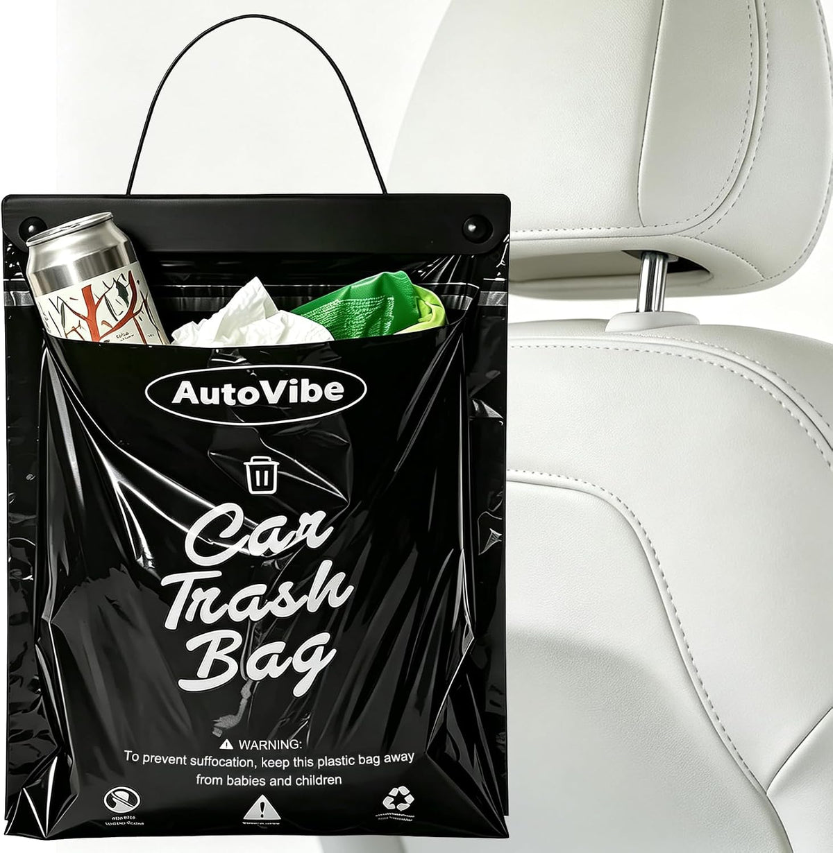 50 Count Hanging Recycled Disposable Car Trash Bags Pack-Friendly
