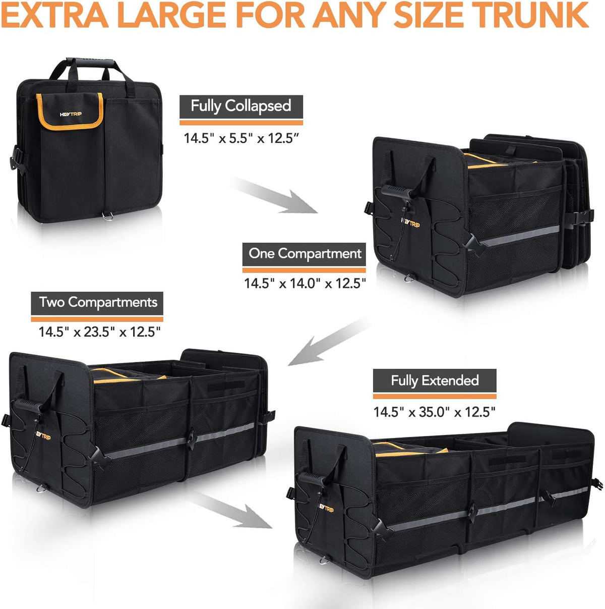 HEYTRIP Large Trunk Organizer with Built-in Leakproof Cooler Bag, Black