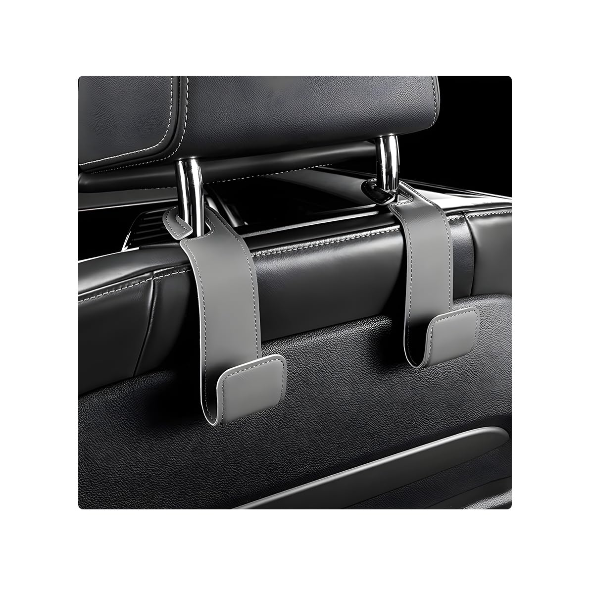2 PCS Car Seat Headrest Hooks, Microfiber Leather Hanger Holder Hook for Hanging Purse and Bag, Universal Vehicle Back Seat Organizer Hook for Grocery Bag Handbag Coat (Black)