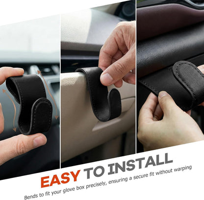2 PCS Car Co-Pilot Glovebox Hook, Anti-Scratch Leather Passenger Seat Hanger Organizer, Multifunctional Vehicle Interior Seat Storage Hanger for SUVs Sedans Trucks (Black)