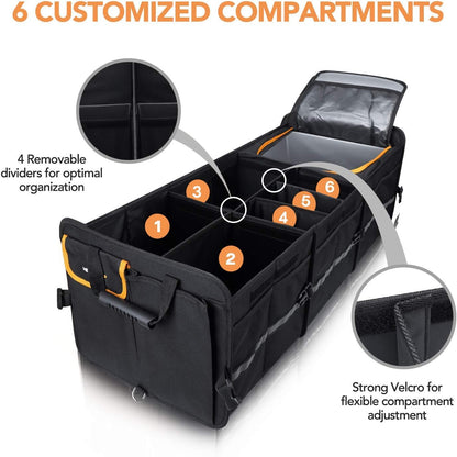 HEYTRIP Large Trunk Organizer with Built-in Leakproof Cooler Bag, Black