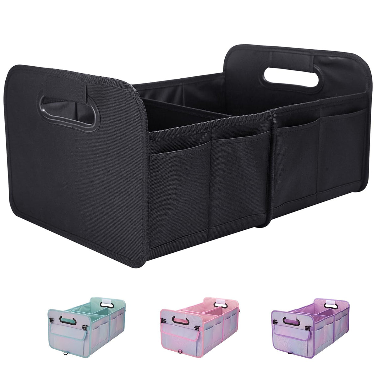 titiyiof Trunk Organizer For Suv & Sedan,Car Organizers and Storage, Waterproof Collapsible & Adjustable Straps,Sturdy Car Organization for Car Accessories, Tools,Food，Sundries,2-3 Compartment（Beige）