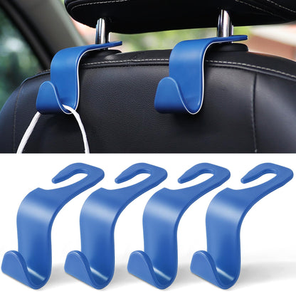 LivTee Car Seat Headrest Hook, Auto Seat Hook Hangers Storage Organizer Interior Accessories for Purse Coats Umbrellas Grocery Bags Handbag, 4-Pack