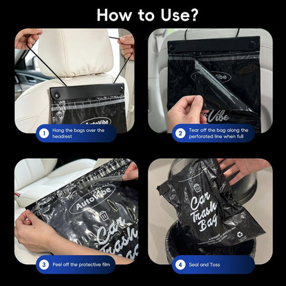 50 Count Hanging Recycled Disposable Car Trash Bags Pack-Friendly