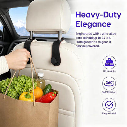 2PCS Car Headrest Hook, Strong Load-Bearing, Hidden Design, Black