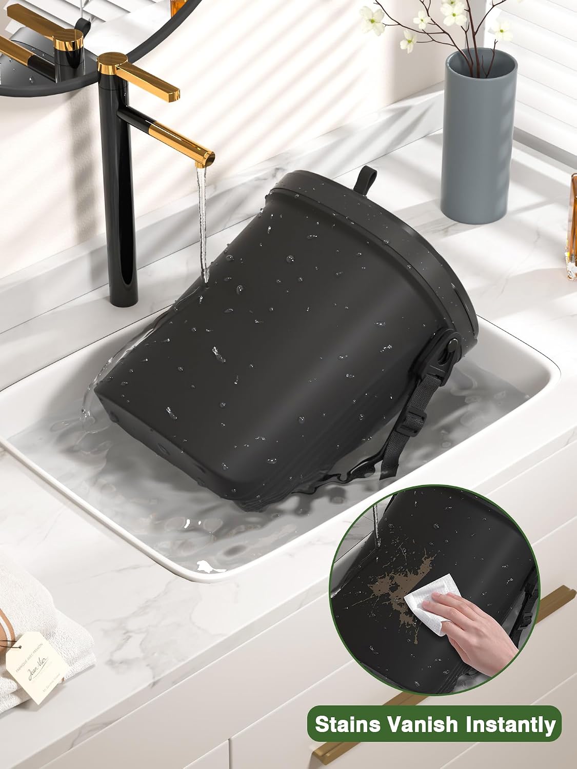 Garoopion Soft Silicone Car Trash Can 1.9 Gallon with Leakproof Design
