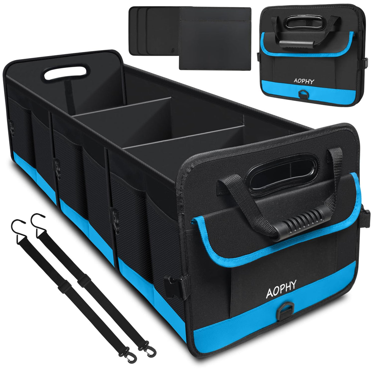 AOPHY Trunk Organizer - 95L Extra Large Capacity SUV Cargo Storage, Collapsible Waterproof Design with Non-Slip Bottom & Retractable Straps, Car Organizers for SUV, Truck, Sedan