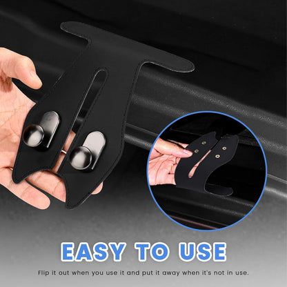2 Pcs Car Hooks for Passenger Glove Box, Self-Adhesive Headrest Hooks for Car Holder, Leather Car Purse Hook for Bags, Car Seat Back Storage Hook Accessories Organization (Double Front Hook)