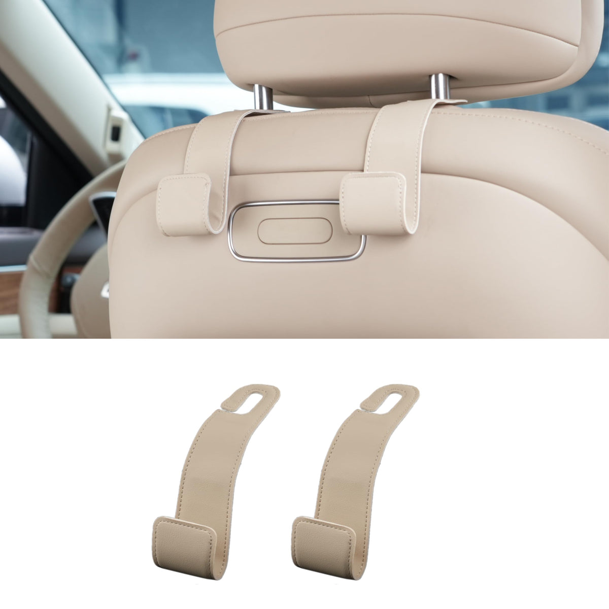 2 Pack Purse Holder for Car, Universal Leather Car Seat Hook, Car Organizer