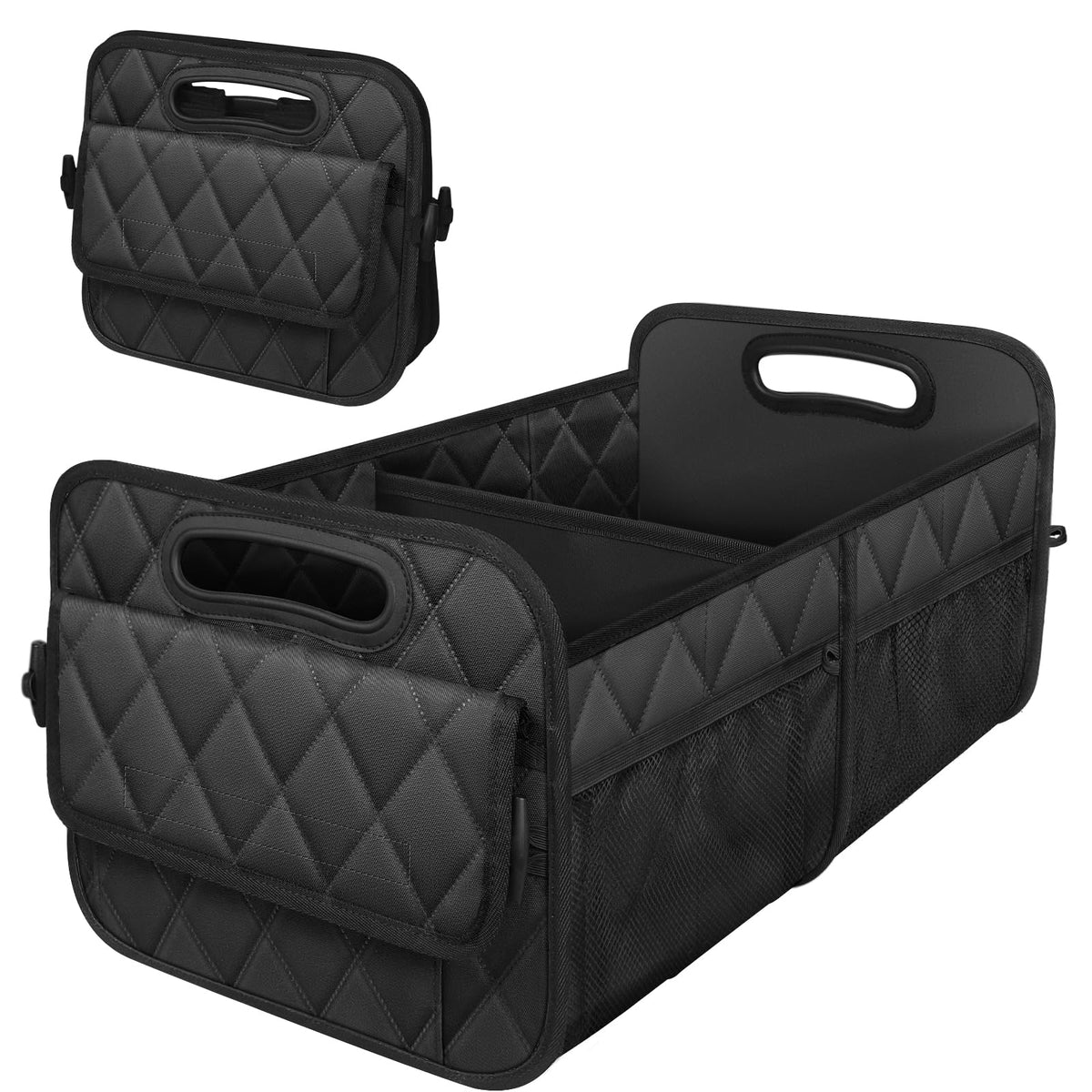 Deosk Trunk Organizer and Storage with Reinforced Handles,Car Accessories for Women/Men 50L Waterproof Polyester Trunk Organzier for Car/SUV/Minivan/Truck(Medium,Leopard print)
