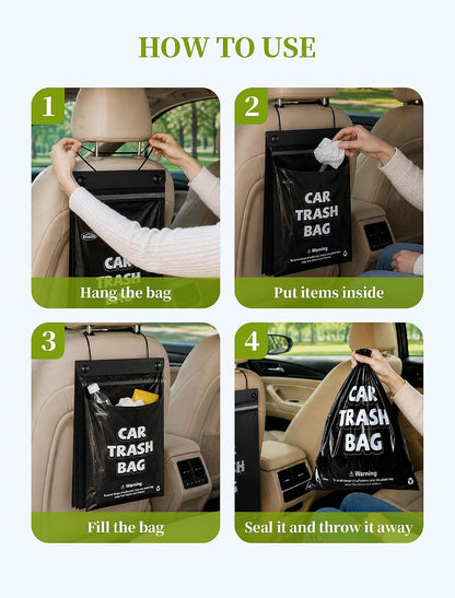 EVOULTES 50 Count Disposable Car Trash Bags, Hanging Trash Bag