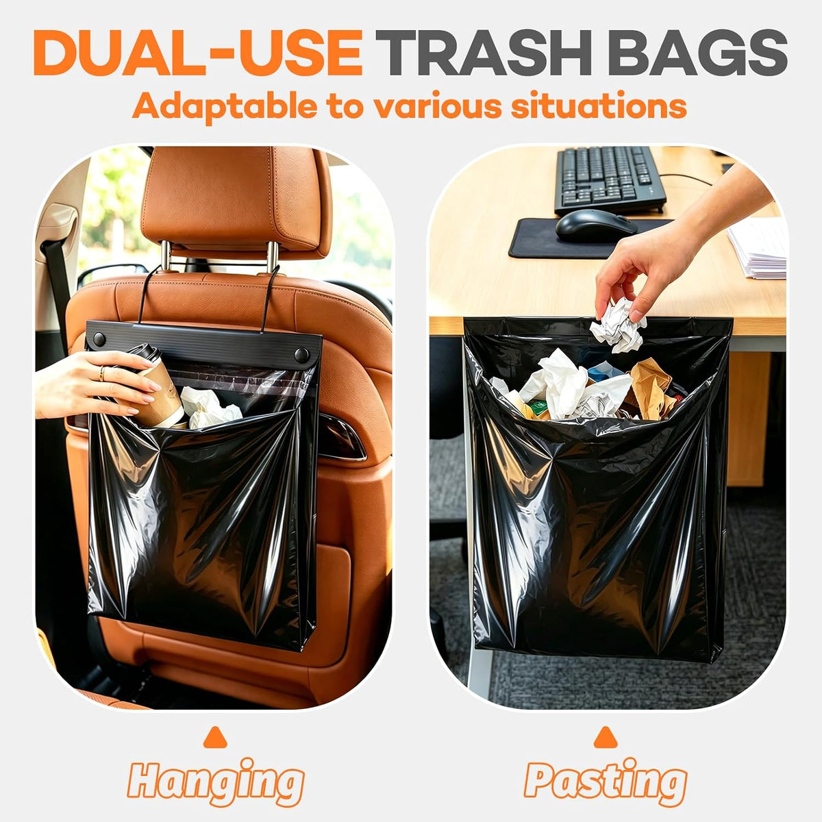 80 Count Hanging Car Trash Bags, Disposable Leak-proof Garbage Can for Car