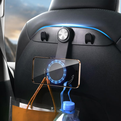 1 Pack Car Seat Hooks & Magnetic Phone Holder for Tesla Model Y(Juniper) Model 3(Highland) Accessories 2026 2025 2024 2023 2022 2021, Car Seat Back Storage Purse/Bag/Hat Hook for iPhone