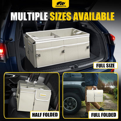 MIKKUPPA Trunk Organizer with Lid - 65L Collapsible Car Organizer, White
