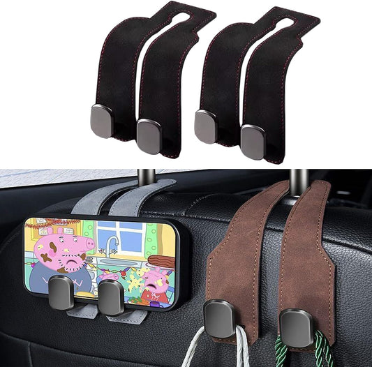 2026 car Wallet Hook, car headrest Hook, Double Hook Leather car seat Hook, car seat headrest Hook, car seat backrest Storage Hook, seat backrest Storage Hook (Black)